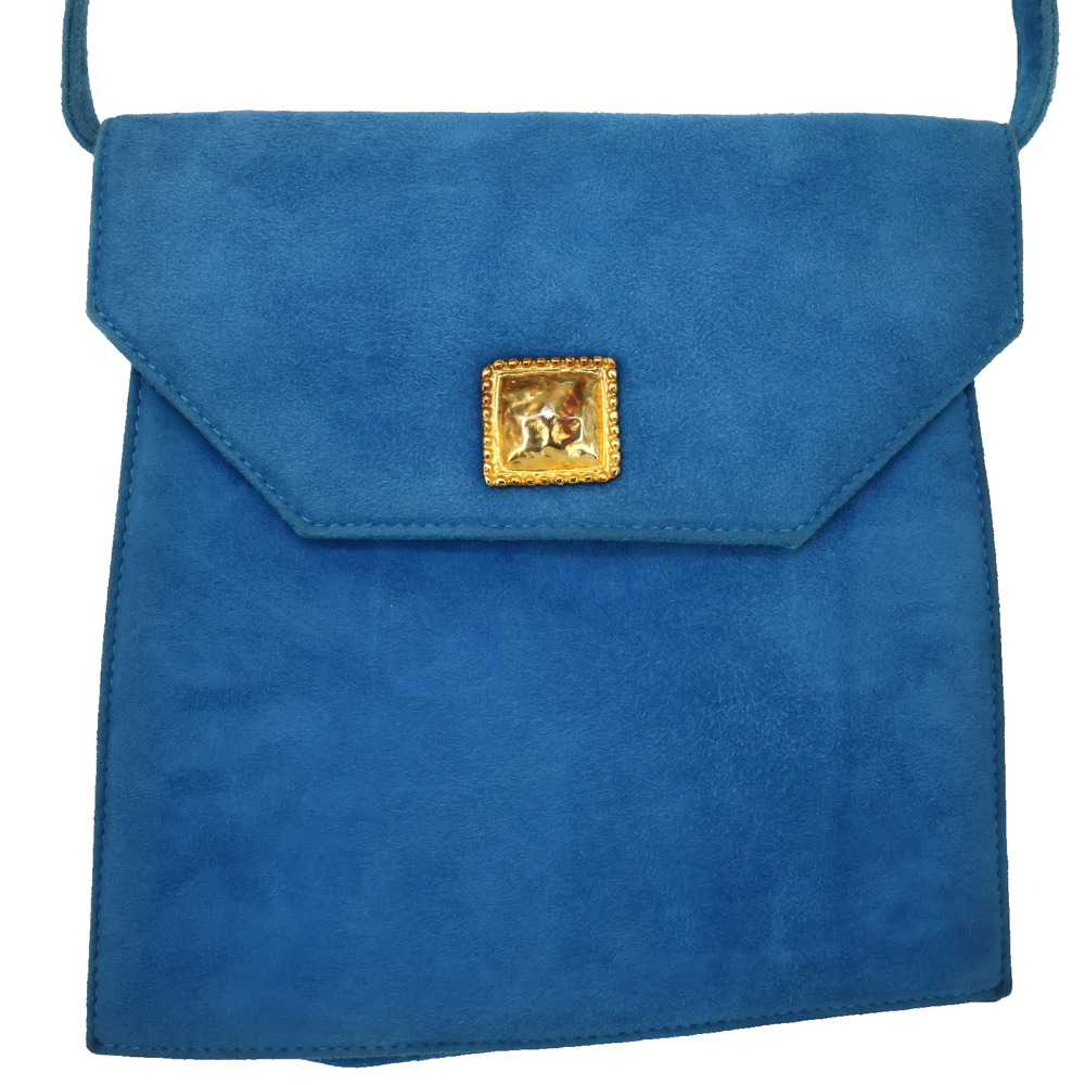 Laurel Bag Handbag Blue Suede Leather Womens Crossbody Small Magnetic Vintage